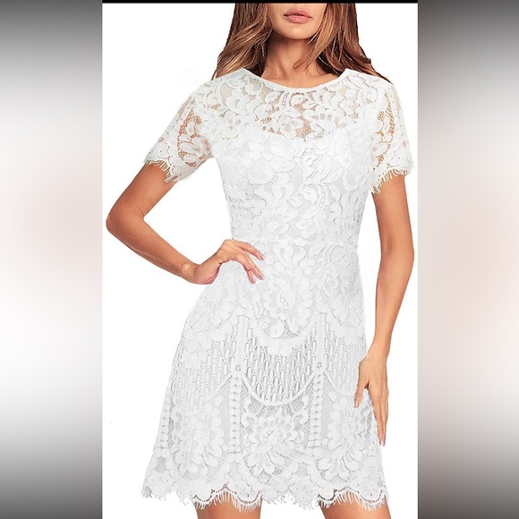 mslg Dresses & Skirts - New w/ Tag MSLG Women's Round Neck V-Back Lace Dress Size XL